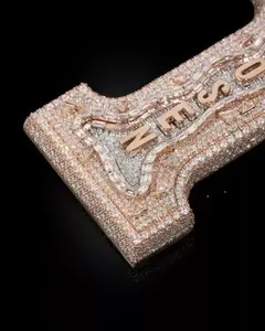 Colgante Personalizado con Número para Mujer, Moissanita Redonda de Corte Brillante de 3.50 Ct, Plata de Ley, Chapado en Oro Rosa de 14K - Product Image 2