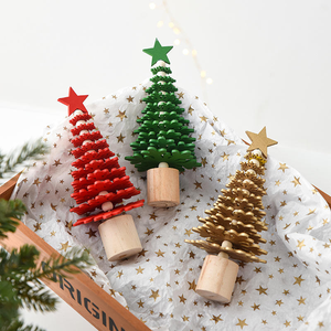 Nouveau mini sapin de Noël en bois avec étoile, petit ornement de Noël pour bureau, cadeau de Noël - Product Image 2