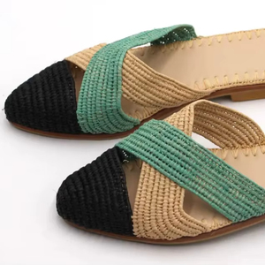 Sandales en raphia faites à la main, chaussures de plage d'été, ballerines marocaines - Product Image 1