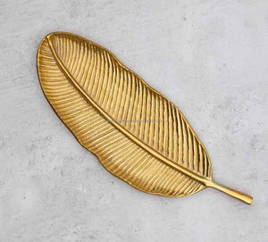 Or Feuille De Bananier Plateau Plateau Décor pour Table et Décoration d'intérieur Pièce Maîtresse pour fruits bougies et autres articles d'arts de la Table support - Product Image 3