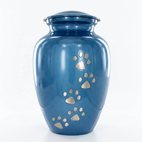 Urnas azules para mascotas para perros y gatos, cenizas conmemorativas, aleación de alta calidad, pata de Metal, grabado, entierro hecho a mano, cremación, urna y tarro funerario