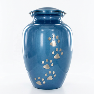 Blue Pet Urns for <b>Dogs</b> and Cats <b>Memorial</b> Ashes High Quality Alloy Metal Paw Engraved Handmade Burial Cremation Funeral Urn & Jar - Product Image 1