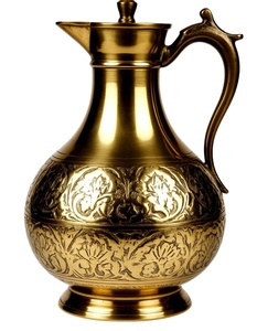 Carafe à eau en cuivre de style vintage avec couvercle, pichet en métal gravé à la main pour la vaisselle de luxe, la décoration de la maison, la cuisine, le restaurant - Product Image 1