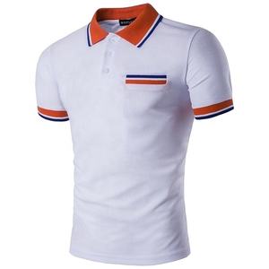 Pull col roulé pour homme en tissu anti-rétrécissement et anti-plis, imprimé avec logo personnalisé, rayures blanches, manches courtes, pour le golf - Product Image 5