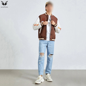Wholesale Men Satin Varsity Jacket Lightweight Custom Embroidery Printed Casual Retro Slim Fit Streetwear Bomber Jackets - Product Image 5
