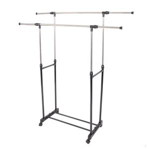 Appendiabiti a doppia barra YJ 04 nero e argento, con ripiano per scarpe, allungabile verticalmente e orizzontalmente - Product Image 1