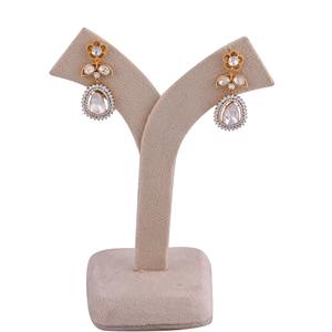 Collier et boucles d'oreilles sertis de diamants CVD cultivés en laboratoire Polki, or jaune 14 carats, bijoux de luxe certifiés, cadeau de fiançailles - Product Image 2