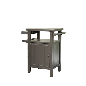 Portable Outdoor BBQ Grill Cart <b>with</b> Storage <b>Wheels</b> Whole Metal <b>Table</b> Cabinet for Deck Patio Backyard-Brown - Product Image 1