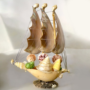 Handmade shell crafts seashell boats for coastal home decor competitive price boat <b>model</b> <b>kits</b> - Product Image 1