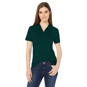 Polo premium para mujer, de corte ajustado, transpirable, mezcla de algodón y poliéster, mangas cortas, cuello clásico, perfecto para uso casual de fin de semana. - Product Image 2