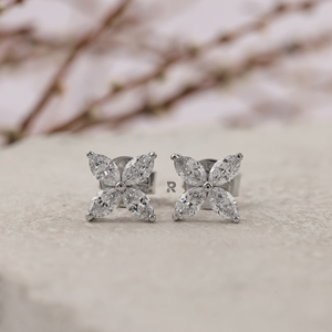 Marquise Floral Leaf Cluster 0.30ct 0.50ct 1ct 1.50ct 2ct Lab Grown Diamond 10k 14k 18k Solid Gold <b>Stud</b> <b>Earrings</b> for Women - Product Image 1