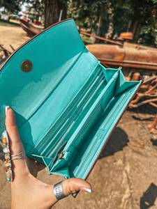 New Bohemian 100% Genuine Leather <b>Wallet</b> Geometric Vintage Handmade Fold Closure <b>RFID</b> Blocking Waterproof Women's Short Style - Product Image 4