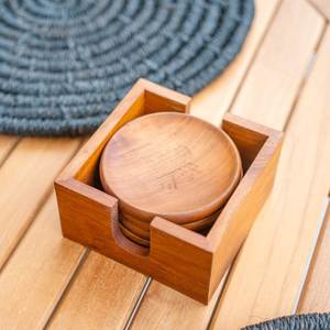 ชุดจานรองแก้วไม้ทรงกลม Eco Wood Coaster Collection พร้อมกล่องเก็บ จานรองแก้วไม้แบบใช้ซ้ำได้ทันสมัย คุณภาพสูง - Product Image 1