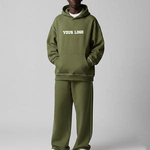 Sweat-shirt à capuche et pantalon de jogging amples en molleton 100 % coton de haute qualité, avec broderie contrastée et cordon de serrage, imprimés sur mesure - Product Image 3