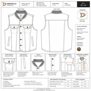 เสื้อกั๊กเดนิมสีน้ำเงินเหล็กฟอกสี คอปกผ้าคอร์ดูรอยสีน้ำตาลแบบสั่งทำพิเศษ เสื้อแจ็คเก็ตทำงานแบบไม่มีแขนระดับพรีเมียม - Product Image 6