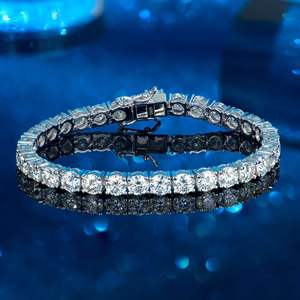 AMBER JEWELS Luxury 14K <b>Solid</b> <b>Gold</b> Lab Grown Diamond Tennis Bracelet IGI Certified Unisex Wedding Statement Jewelry - Product Image 1
