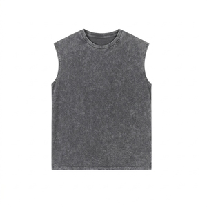 <b>Men's</b> <b>Black</b> Sleeveless O-Neck <b>Tank</b> <b>Top</b> Solid Color Casual Woven Style - Product Image 5