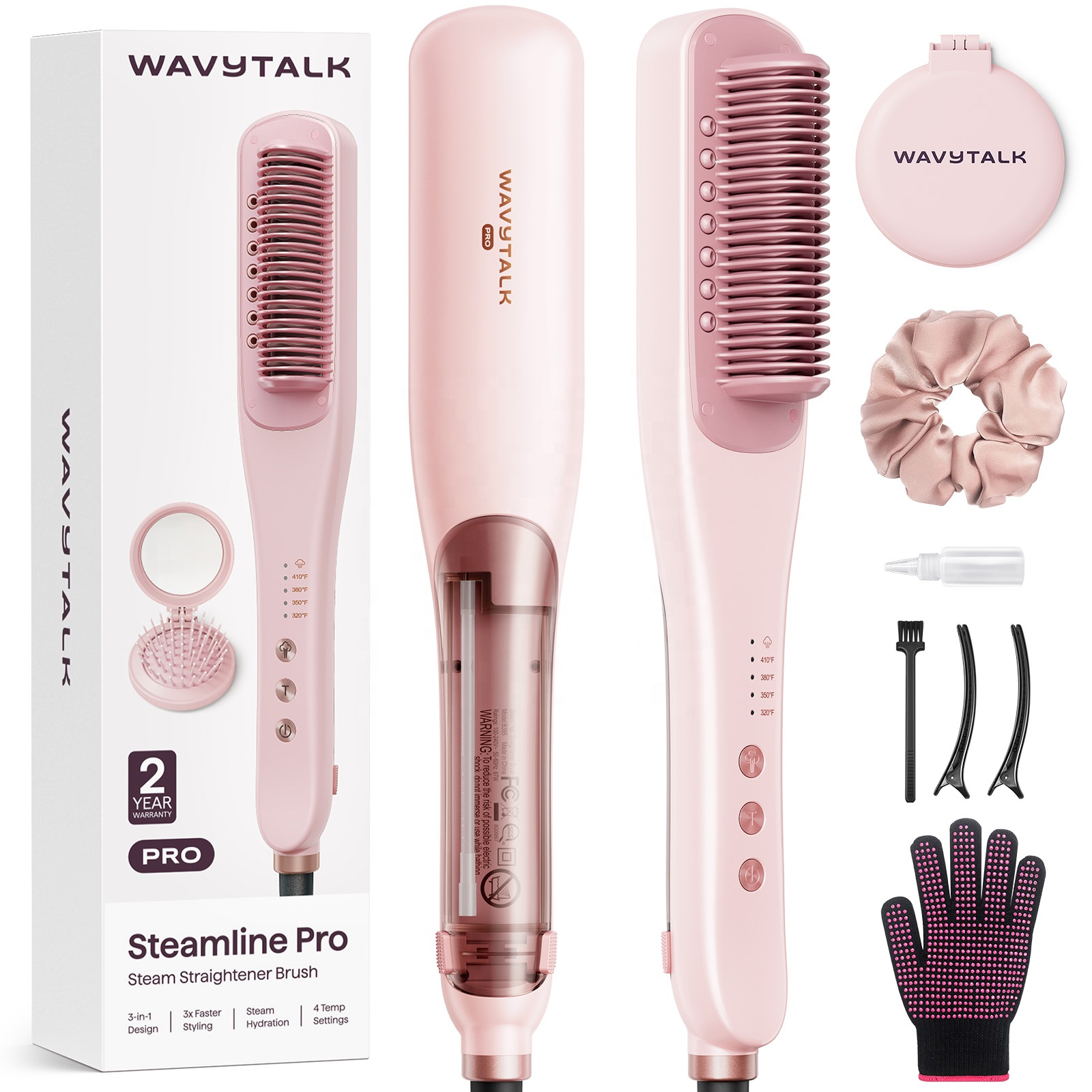 wavytalk wa b395プロスチーム毛ストレートナーブラシ