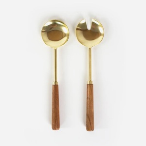Juego de Servidores de Ensalada Vintage Chapados en Oro con Diseño de Berenjena, Acero Inoxidable, Mango Corto, Acabado Espejo, Cubiertos para Fiestas, Bodas, Regalo - Product Image 3