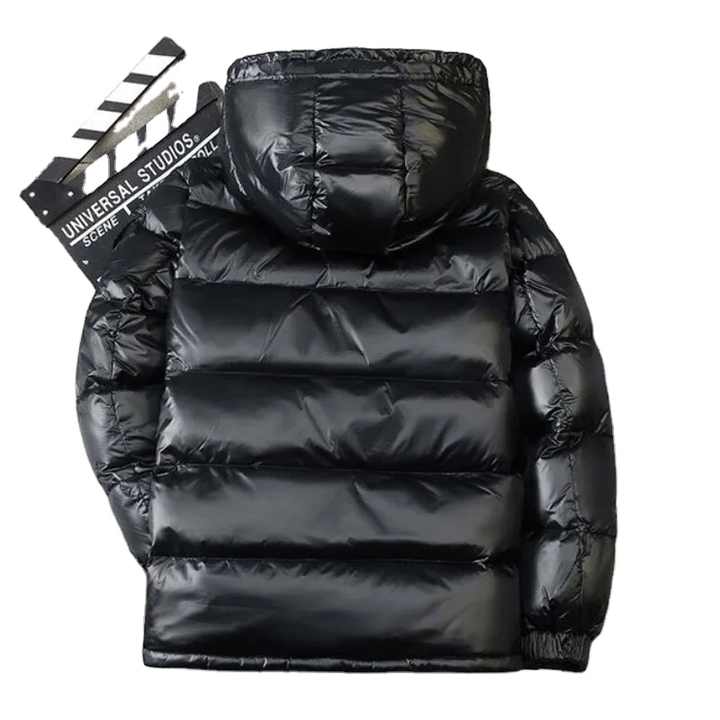 2025 Men's Blue Duck Brand Thermal Puffer Jacket Warm Winter Overcoat Detachable Hood Shiny Coat Solid Pattern Male Overcoat