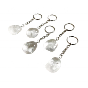 Porte-clé en pierre naturelle, cristal clair brut, quartz décomposé, enveloppe de guérison, porte-clés en cristal de pierres précieuses, vente en gros - Product Image 2
