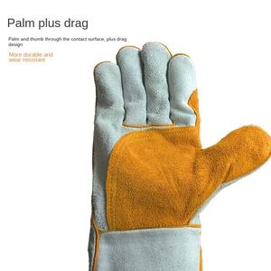 Gants de soudage Sunny Gloves en cuir premium, doublés polaire, en croûte de cuir de vachette, résistants à la chaleur, pour travaux de sécurité, avec manchette longue, pour la construction - Product Image 5