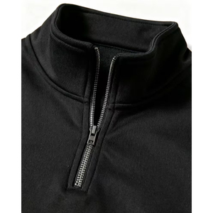 เสื้อสเวตเชิ้ตสีดำทรงโอเวอร์ไซส์แบบซิป ¼  สำหรับผู้ชาย สตรีทแวร์แบบสั่งทำ เสื้อพูลโอเวอร์ผ้าฝ้าย สินค้าขายส่งจากสหรัฐอเมริกา - Product Image 5