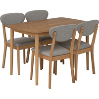 Mesa de Comedor Tradicional Sólida con Cubierta de Chapa de Fresno Natural, Mueble Rectangular para Comedor, 4 Plazas, para Casa de Campo, Apartamento u Hogar