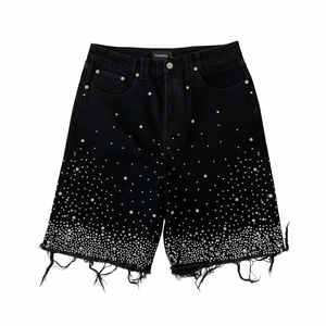 Servicios de Producción y Marca Completos para Fábricas de Shorts de Mezclilla con Pedrería OEM, Ideales para Emprendedores - Product Image 1