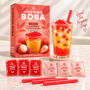 Kit de thé aux fruits instantané Madam Hong Popping Boba, boîte de 3 paquets avec saveurs de fruit de la passion et de mangue - Product Image 6