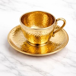 Tasse à café ou à thé élégante en cuivre martelé avec soucoupe, ensemble de tasses dorées faites à la main pour la décoration de la maison et l'utilisation en restaurant - Product Image 3