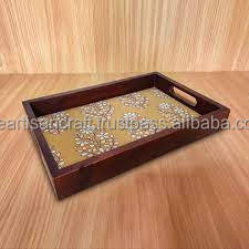 Bandeja para servir desayuno moderna de la mejor calidad, hecha a mano, duradera, cuadrada, madera de pino, madera de acacia, artesanías naturales - Product Image 3