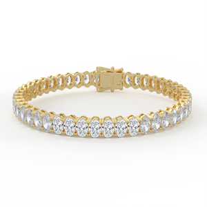 สร้อยข้อมือเทนนิส18kt เพชรทรงรีสุดหรูสายรัดข้อมือสำหรับ14kt สีทองด้านข้าง - Product Image 4