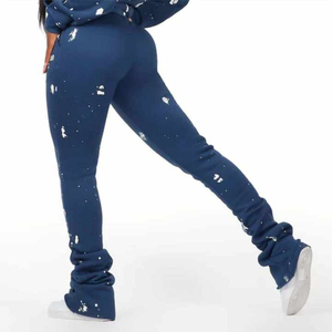 Ensemble sweat à capuche et jogging pour femme, bleu marine, imprimé éclaboussures, manches longues, molletonné, coupe décontractée, toutes saisons, tenue deux pièces - Product Image 6