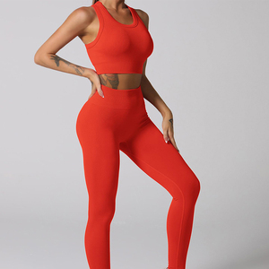 New Arrival Premium Quality Women's Yoga Set for Breathable 2-Piece <b>Flared</b> <b>Leggings</b> Sleeveless Bra Custom Design - Product Image 4