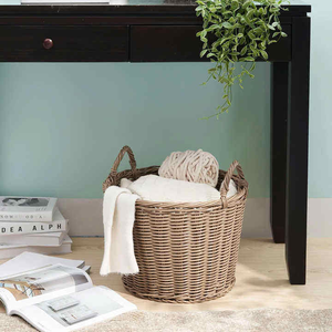 Panier en jacinthe d'eau tressé à la main, écologique et élégant, style rustique, solution de rangement polyvalente pour la lessive et la décoration intérieure, en saule - Product Image 5