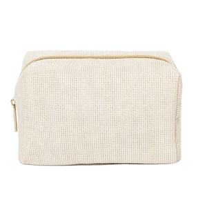 Estuche con cremallera de lona de algodón orgánico con logotipo personalizado Estuche de cosméticos de belleza portátil ecológico Patrón de caramelo para estuche de maquillaje de artículos de tocador - Product Image 1