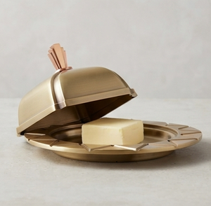 Mantequillera Art Deco de Latón Dorado con Tapa, para Conservar la Frescura, Diseño Minimalista para la Mesa de Cocina - Product Image 2