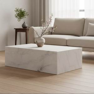 High-<b>End</b> Natural Marble Coffee Table with Solid Surface Vanity Top Hotel Use Farmhouse Design Polished Finish - Product Image 2