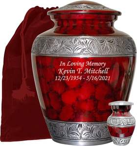 Urna Funeraria Color Granate Personalizada, Urna Roja para Cremación Humana de Adultos con Recuerdo y Bolsa de Terciopelo - Product Image 1
