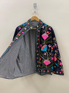 <b>Women</b> Handmade Suzani Embroidered <b>Velvet</b> Jacket Luxury Boho Winter <b>Coat</b> Traditional Ethnic Floral Short Outerwear - Product Image 2