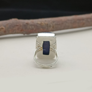 แหวนทำมือจากพลอยลาพิส ลาซูลีธรรมชาติ เงินแท้ 925 แหวนสำหรับทุกเพศ - Product Image 2