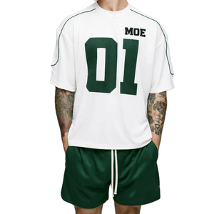 Custom Mesh Oversized Men Streetwear Breathable Training Uniform Vintage Embroidered American Football Jersey Sports <b>T</b>-Shirt - Product Image 3