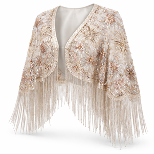 Vente en gros de capes à franges à paillettes pour adultes, veste de mariage - Options de conception personnalisées et fabricant OEM / Acrylique / Coton / Polyester - Product Image 3
