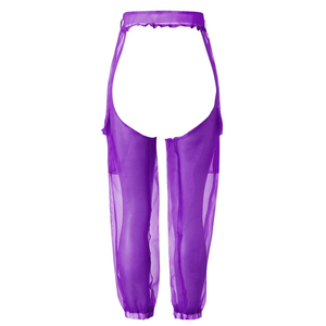 กางเกงปาร์ตี้ตาข่ายผู้หญิง Bestdance กางเกงขาบานซีทรูผ้าตาข่ายแบบครอป - Product Image 3
