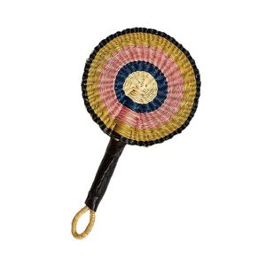 Éventail en feuilles de palmier tissées à la main, noir, rose, bleu et or, accessoire décoratif rafraîchissant pour les fêtes d'été et les cadeaux traditionnels pour la maison - Product Image 1
