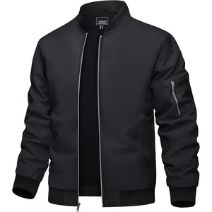 Blouson bomber gris pour homme, fermeture éclair, col montant, coupe décontractée, coupe-vent, vêtement d'extérieur pour l'automne, coupe régulière, matière polyester - Product Image 2