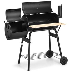 Grill a Carbone Kamado da Esterno Nero con Altezza Regolabile Automatica per Barbecue, Pizza e Alimenti Affumicati, Affumicatore per Giardini e Bar - Product Image 2