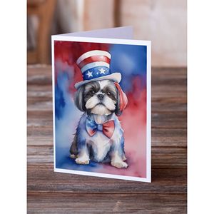 Whimsical Shih Tzu Patriotic American A7 Size <b>5x7</b> Blank Note Cards Pack of 8 with <b>Envelopes</b> - Product Image 2
