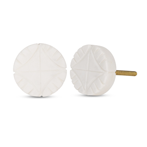 Shubham Handcrafted Round <b>White</b> Indian Artisans Marble Knobs With Inlay For Drawers/<b>Cabinets</b>/Drawer Handle - Product Image 1
